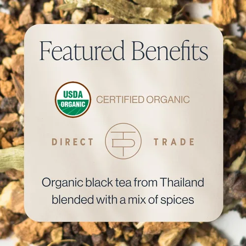 Vista 2 de Rishi Tea Té Masala Chai - Orgánico, Mezcla de Té Negro de Hoja Suelta de Assam con Especias Enteras, Energizante y Con Cafeína - 16 Onzas, +37