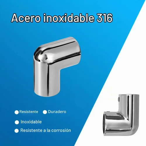 Vista 3 de Accesorio de barandilla de barco resistente, accesorios de codo de 2 vías de 90 grados, acero inoxidable 316, conector de tubería para tubos de 1