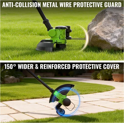 Vista 6 de 20V 12-INCH Cordless Weed Wacker String Trimmer with 2x5.0ah Battery Weed Eater with 8pcs Line & 148FT Cable 20V Electric Grass Cutter & Edger