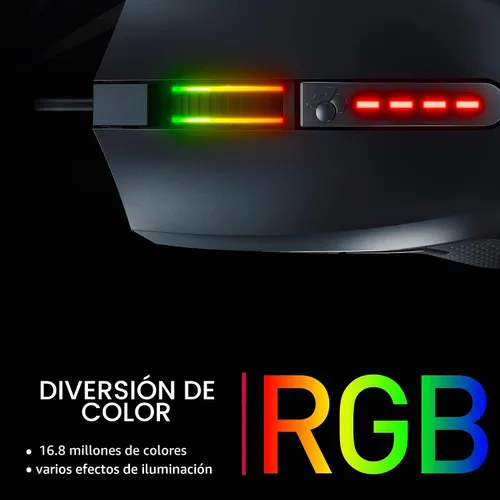 Vista 5 de Cherry Ratón para juegos con cable MC 2.1 con iluminación RGB con botones programables y perfiles de usuario. Cabe en tu mano. Diestro. Sensor Negro
