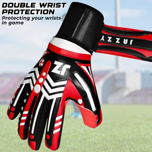Vista 5 de Guantes de portero de fútbol profesional para adultos jóvenes, guantes de portero con protección extraíble para los dedos, transpirables, agarre