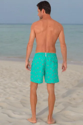 Vista 7 de INGEAR Performance SPF50+ - Traje de baño para hombre, de secado rápido, pantalones cortos de playa con forro de malla Aqua Flamingo