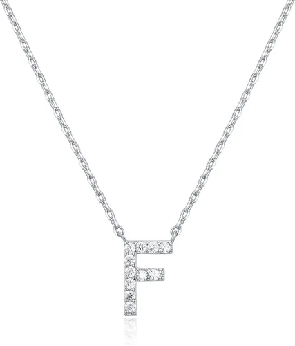 Vista 135 de PAVOI 14K White Gold Plated Cubic Zirconia Initial Necklace Letter Dainty Necklaces for Women