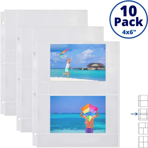 Vista 2 de Dunwell - Recambios para fundas de fotos, 3 anillas, bolsillos transparentes para fotos con ranuras para notas, capacidad para fotos de 4 x 6