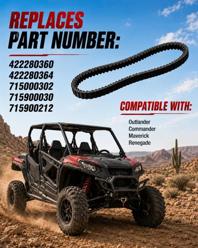 Vista 5 de Maverick Outlander - Cinturón de carbono de larga duración de nailon grueso de goma Compatible con Can-Am Outlander, Maverick, Renegade; repuesto