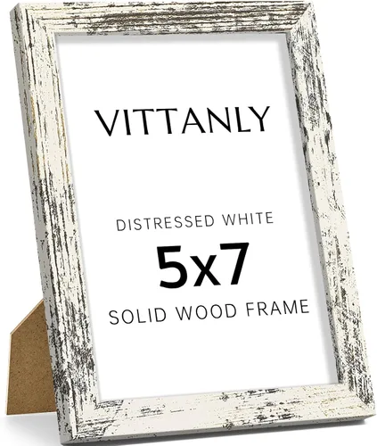 Vista 26 de Vittanly - Marco de fotos de 4 x 6 pulgadas de madera maciza con plexiglás, incluye paspartú de 3,5 x 5, para colgar en la pared o poner sobre una
