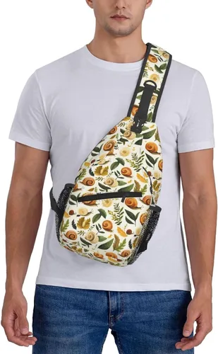 Vista 7 de Small Crossbody Bags for Women Men - Vintage Snail Leaves Print Adjustable Shoulder Bag Fanny Packs Belt Sling Bag Crossbody Purses Backpack for