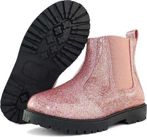 Vista 5 de Tobfis Botines Chelsea brillantes a la moda para niña (bebéniño pequeñoniño grande)