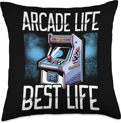 Vista 4 de Retro Vintage 80s Arcade Nostalgia Pixel Art Video Games Throw Pillow