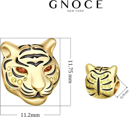 Vista 6 de GNOCE Charms de animales para pulseras S925 Plata Negro Pantera Charm Tigre Charm Charm Fit pulsera collar joyería regalo para mujeres hombres