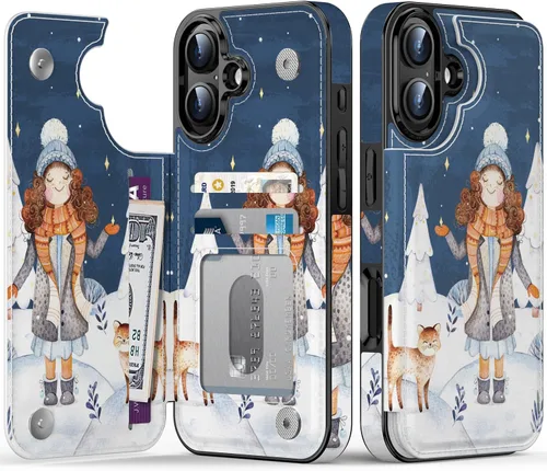 Vista 157 de LETO para iPhone 15 Pro Funda tipo cartera - Tapa tipo folio con patada - Diseños de moda - Tarjetero - Funda protectora para mujeres y niñas - 6.1