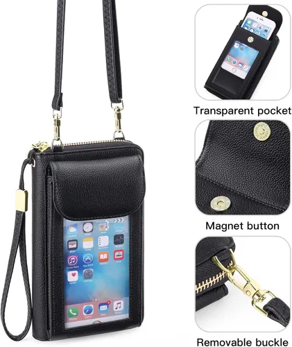 Vista 5 de FALAN MULE Bolso cruzado pequeño para teléfono celular para mujer, cartera de piel sintética