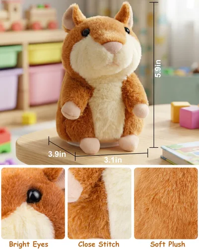 Vista 6 de Hámster parlante de peluche que repite lo que dices de Halobang, regalo para niños