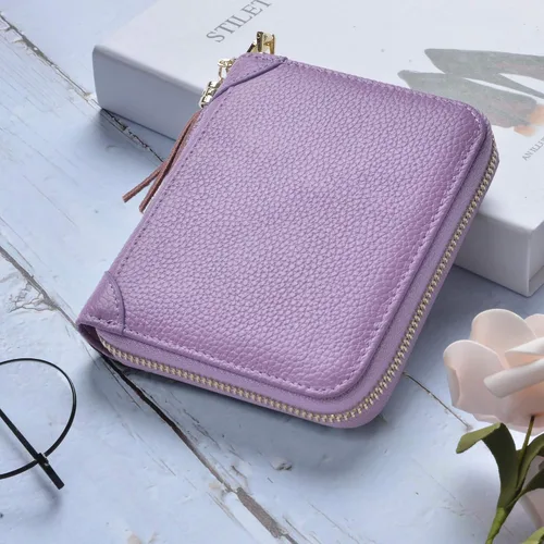Vista 2 de Easyoulife - Billetera de piel con cierre y tarjetero para mujer con bloqueo de interferencia de radiofrecuencia RFID