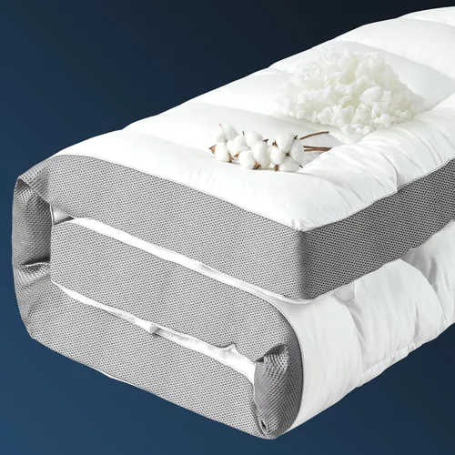 Vista 7 de HYPREST Cubrecolchón individual XL, almohada de algodón refrescante de 4 pulgadas con espuma viscoelástica triturada de 2000 GSM, suave y de apoyo