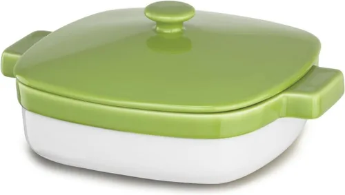 Vista 4 de KitchenAid Streamline Ceramic - Cazuela para hornear de 1.9 cuartos de galón, color rojo imperio