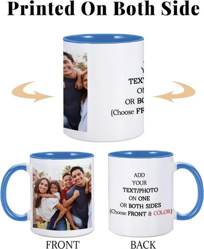 Vista 2 de Taza de café personalizada, taza personalizada, diseña tu propia taza con nombre y logotipo, texto fotográfico, tazas personalizadas en ambos lados