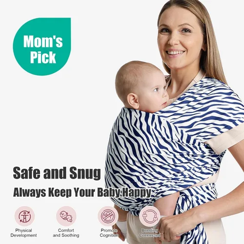 Vista 6 de Portabebés a la moda, diseño ergonómico de manos libres, elástico y ergonómico para bebés de 7 a 35 libras, suave y cómodo