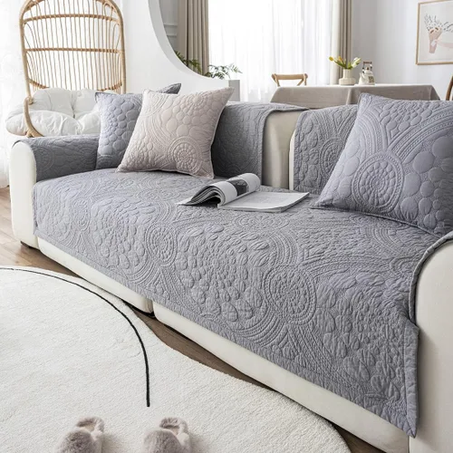 Vista 10 de vctops Funda para sofá con bordado bohemio de algodón, antideslizante, suave, lavable, protector de muebles para niños, perros y mascotas