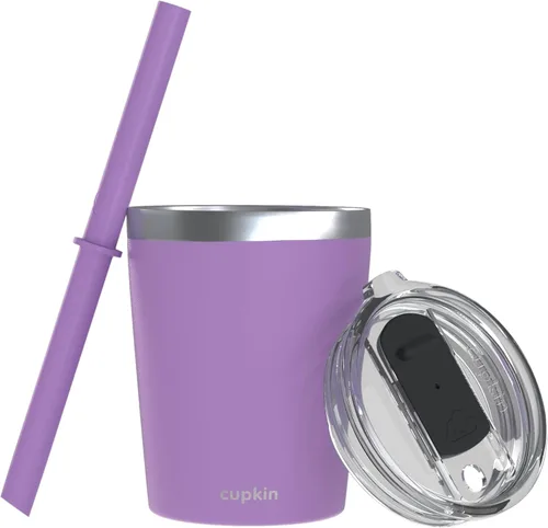Vista 48 de CUPKIN - Taza apilable de acero inoxidable para niños, taza para batidos, tazas aisladas con recubrimiento en polvo, tapa libre de BPA y pajilla