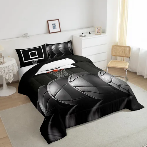 Vista 198 de Juego de ropa de cama de baloncesto para niños y adolescentes, juego de edredón deportivo para niños, tamaño matrimonial, suave, ligero, decoración
