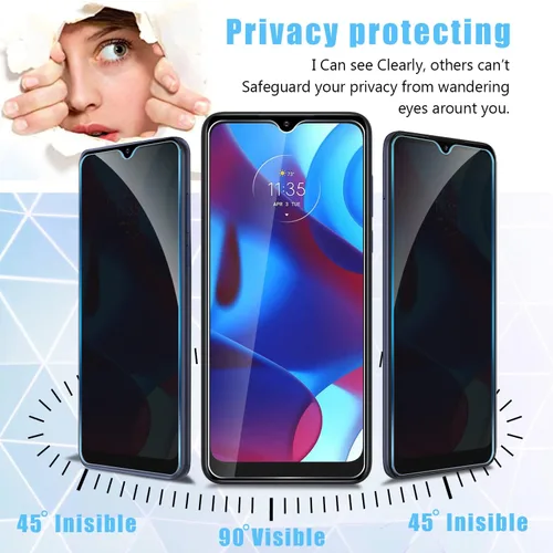 Vista 3 de Moonshield MOOISVS - Protector de pantalla de privacidad para Motorola Moto G Pure, película de vidrio templado Ultra HD, dureza 9H, compatible