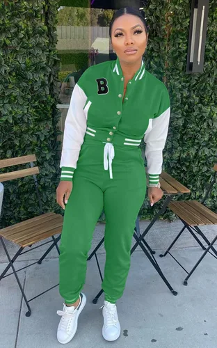 Vista 5 de Fooullaide Conjunto deportivo de 2 piezas para mujer, sudadera con botones y pantalones