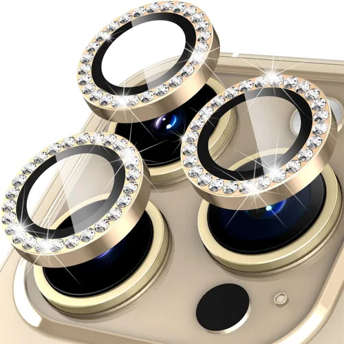 Vista 12 de Suoman Protector de lente de cámara para iPhone 14 Pro Max / 14 Pro, [Diamantes Bling] vidrio templado 9H, cubierta protectora de metal de cobertura
