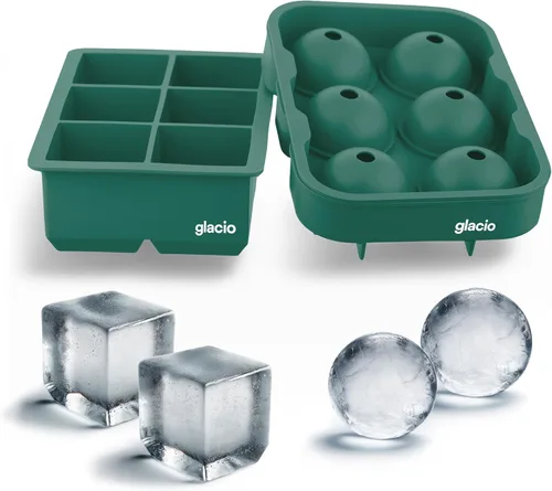 Vista 10 de Bandejas de silicona para cubitos de hielo, moldes de hielo cuadrados de 2 Combo 6+4 (Verde)