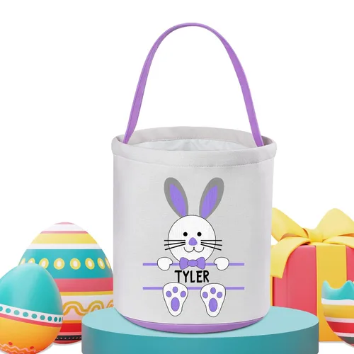 Vista 5 de Touber Cestas de Pascua para niños y niñas, cesta de Pascua personalizada, regalos de canasta de Pascua para niños, canastas de caza de huevos