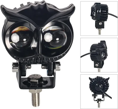 Vista 3 de ONERAY Luces Antiniebla para Motocicleta, Faro LED para Motocicleta Forma de Búho con Haz Alto y Bajo, Luz de Conducción Universal para Motocicletas