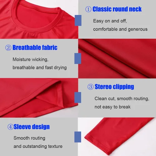Vista 3 de Camiseta de compresión atlética para hombre, para entrenamiento, correr, manga larga, capa base fresca y seca, camiseta deportiva activa