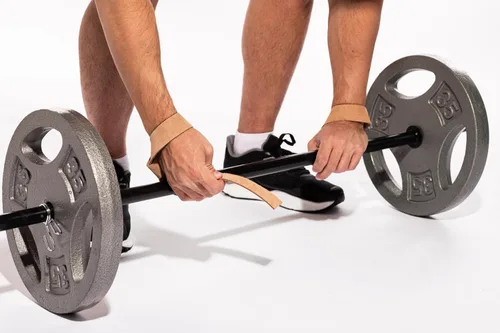 Vista 3 de Grizzly Fitness - Correas de muñeca de piel auténtica de 1.5 pulgadas para hombres y mujeres, se venden en pares, talla única, utilizadas por