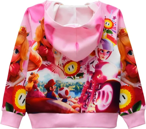 Vista 2 de Boys Girls Princess Hoodie Zipper Sweatshirts 3D Cartoon Hoody Top For Kids 4-9Years