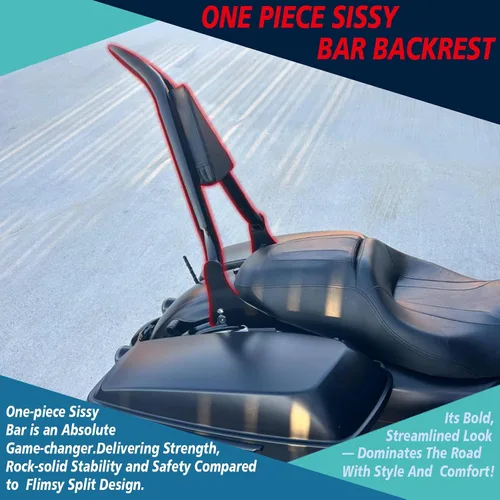 Vista 2 de YHMOTO Respaldo de pasajero extraíble Sissy Bar de 22" Pulgadas con kits de hardware de acoplamiento Compatible con modelos Harley Touring 2014-2025