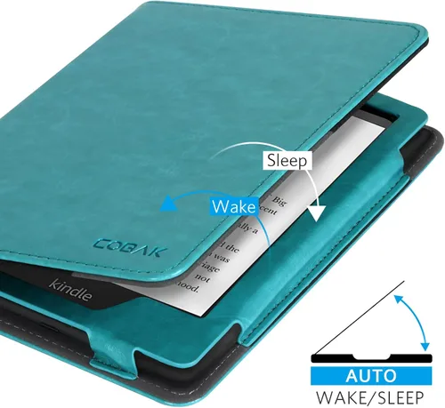 Vista 7 de CoBak Funda para Ereader – Funda de piel sintética duradera con encendido automático, ranura para tarjetas, función de correa de mano – Compatible