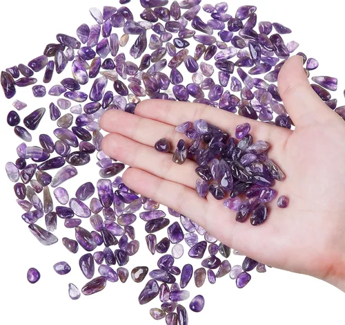 Vista 3 de Piedras de amatista de cristal triturado de cuarzo de forma irregular para el hogar, piedras decorativas para el hogar, jarrones, plantas