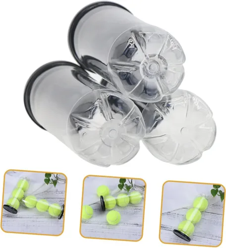 Vista 9 de Toddmomy 6 unidades de cilindro de tenis transparente contenedor negro para pelotas de tenis con tapa, organizador de almacenamiento de pelotas
