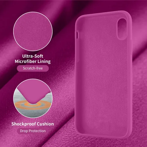 Vista 5 de Cordking Funda diseñada para iPhone XR, funda de silicona ultra delgada a prueba de golpes con [forro de microfibra suave antiarañazos], 6.1 Rosado