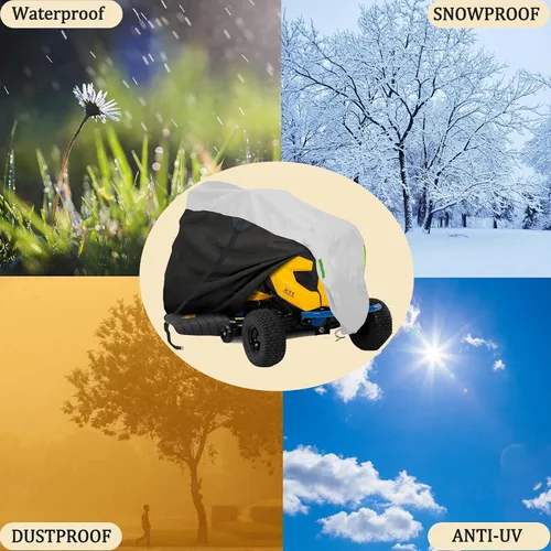 Vista 3 de Funda para tractor de césped, tela Oxford resistente e impermeable, fundas para cortacésped que se adapta a cubiertas de hasta 54 pulgadas, cubierta