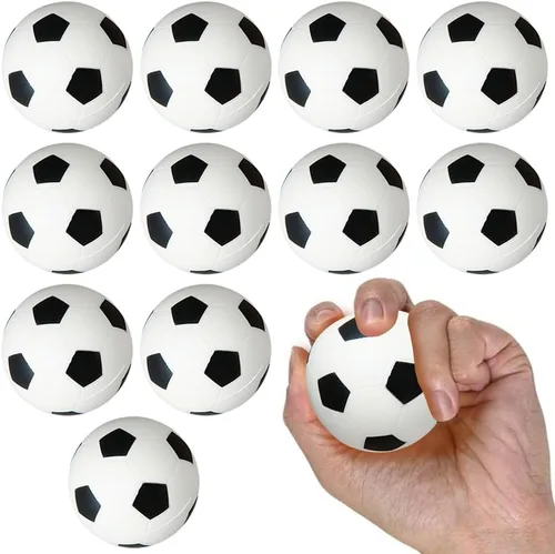 Vista 8 de ArtCreativity Paquete de 12 pelotas de estrés de fútbol de 2.5 pulgadas Bolsas de regalos de fútbol, pequeños juguetes de espuma suave para niños