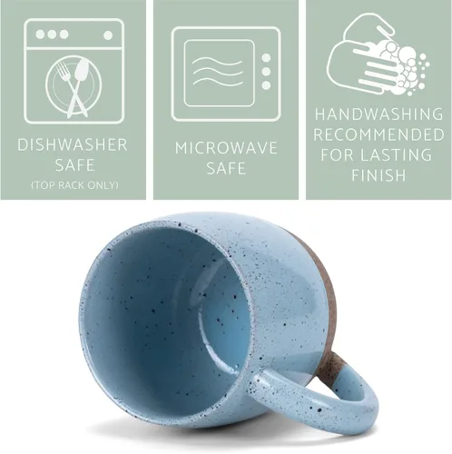 Vista 5 de Elanze Designs Paquete de 2 tazas de cerámica de 17 onzas con fondo sin procesar, color azul hielo