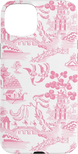 Vista 9 de Preppy Pink Willow Pattern Chinoiserie Toile Case for iPhone 17