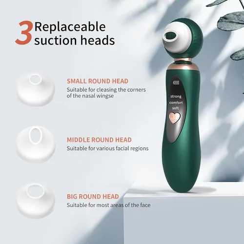 Vista 5 de 2025 - Aspiradora de poros para eliminar puntos negros, limpiador de poros facial recargable visual, 3 succiones de silicona suave, 3 sondas, kit