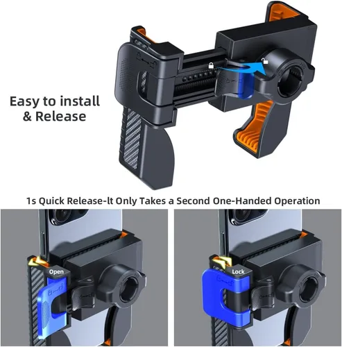 Vista 5 de Soporte de teléfono para bicicleta, soporte para manillar de bicicleta, abrazadera para teléfono celular, clip para iPhone 16 Pro Max/Plus, 15 Pro