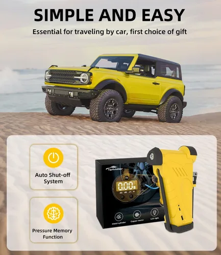 Vista 4 de TopAutoGear Compresor de aire portátil para inflador de neumáticos de 150 PSI, potencia dual de 12 V/20 V, salida USB, bomba de aire ideal