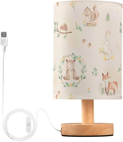 Vista 20 de Bedside Table Lamp Cute Highland Cow Animal Nightstand Lamp with Wood Desk Lamps for Bedroom Living Room Nursery Office Home Decor