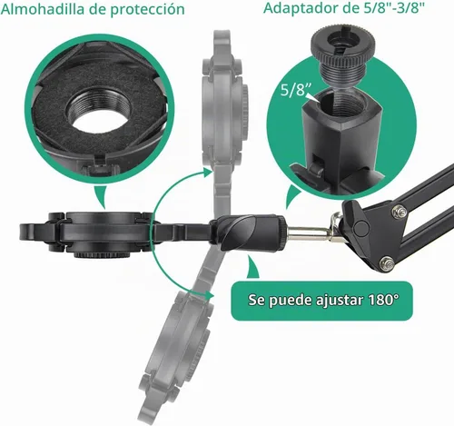 Vista 4 de Soporte de choque AT2020 con filtro pop y parabrisas de espuma, micrófono de reducción de ruido, soporte de micrófono para micrófono de audio