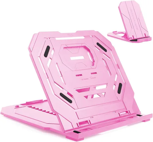 Vista 11 de Soporte para tableta de dibujo, soporte plegable para computadora portátil, 9 niveles de ángulos ajustables con un soporte para teléfono integrado