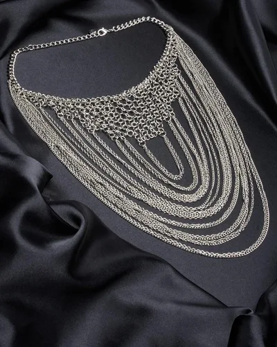 Vista 3 de Badgley Mischka Collar para mujer, elegante cadena de bordillo, collar de babero, joyería de disfraz